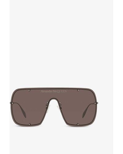 Alexander McQueen Am0362s Shield Sunglasses - Metallic