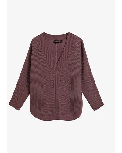 Ted Baker Taupe Lerissa Relaxed-fit Knitted Jumper - Purple