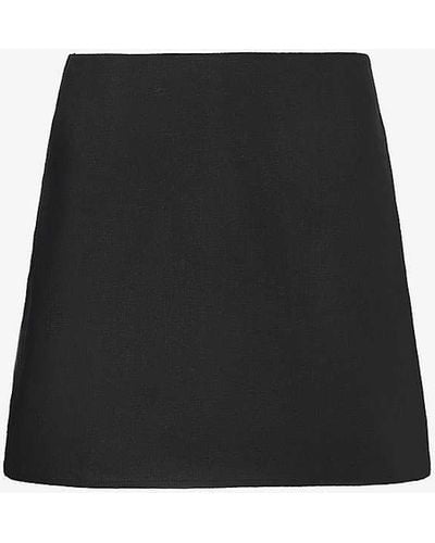 Reformation Veranda Mid-rise Linen Mini Skirt - Black