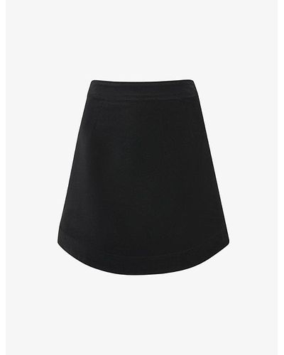 Whistles A-line Curved-hem Velvet Mini Skirt - Black