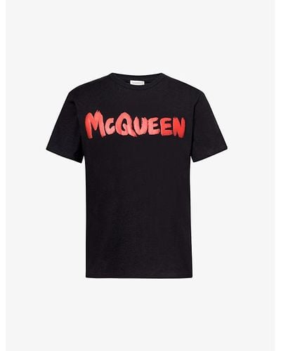 Alexander McQueen Graffiti Logo-print Relaxed-fit Cotton-jersey T-shirt - Black