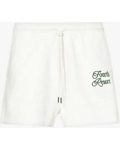 4th & Reckless Mirissa Logo-embroidered Regular-fit Cotton-jersey Shorts - Natural