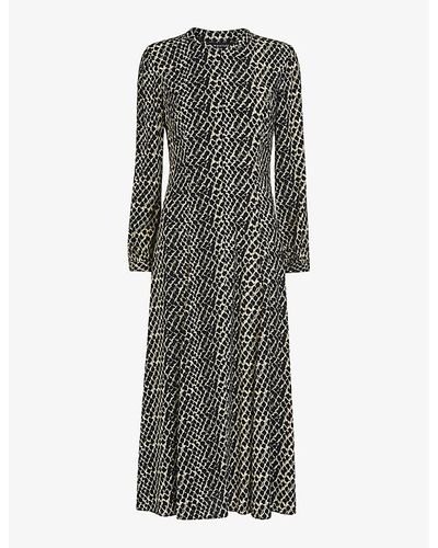 Whistles Geo-print Woven Midi Dress - Gray