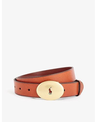 Polo Ralph Lauren Oval-buckle Leather Belt - Brown