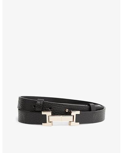 Reiss Hayley Hinged-buckle Leather Belt - Black