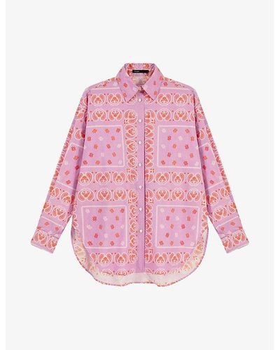 Maje Cipana Paisley-print Relaxed-fit Cotton Shirt - Pink