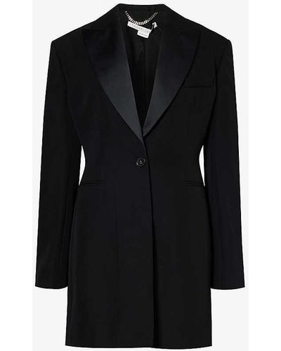 Stella McCartney Single-breasted Peak-lapel Wool Mini Dress - Black