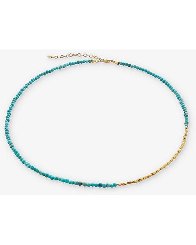 Monica Vinader Mini nugget 18ct -plated Vermeil Sterling-silver And Turquoise Beaded Necklace - White