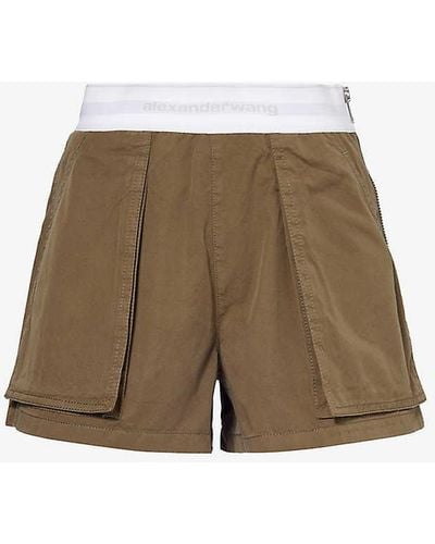 Alexander Wang Rave Branded-waistband Mid-rise Cotton Cargo Shorts - Natural