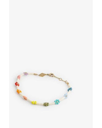 Anni Lu Flower Power 18ct Yellow Gold-plated Brass And Glass Bead Bracelet - White
