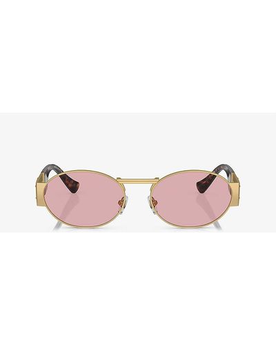 Versace Ve2264 Oval-frame Metal Sunglasses - Pink