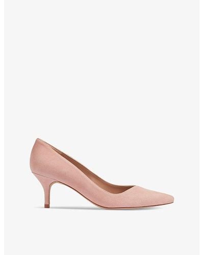 LK Bennett Farah Asymmetric Heeled Suede Court Shoes - Pink
