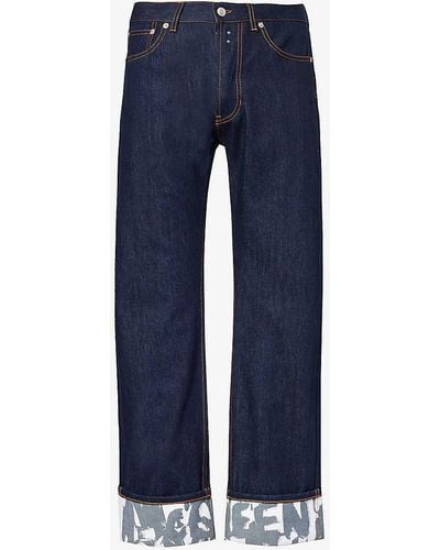 Alexander McQueen Turn-up Folded-hem Regular-fit Jeans - Blue
