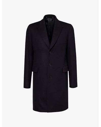 Paul Smith Single-breasted Front-pocket Wool And Cashmere-blend Coat - Blue
