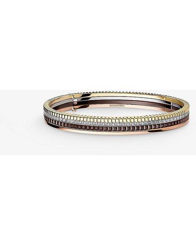 Boucheron Quatre Classique Small Pvd-coated 18ct Yellow, White And Pink Gold And 0.78ct Brilliant-cut Diamond Bangle