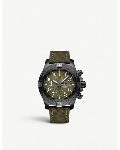 Breitling V13317101l1x1 Avenger Chronograph 45 Night Mission Dlc-coated Titanium Watch - Green