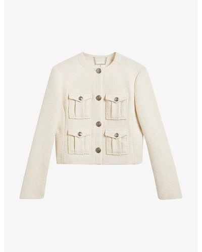 Ted Baker Cremla Boucle-pattern Woven Cropped Jacket - White