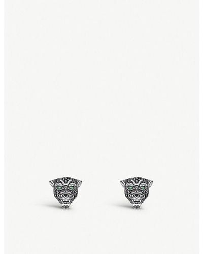 Thomas Sabo Cat Sterling-silver And Cubic Zirconia Stud Earrings - White