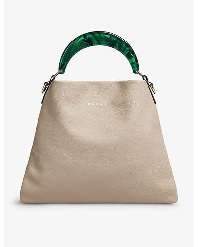 Marni Sac Logo-debossed Top-handle Leather Bag - Natural