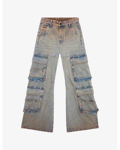 DIESEL Sire Wide-leg Low-rise Jeans - Gray
