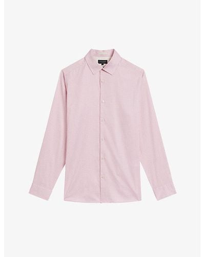Ted Baker Willet Geometric Micro-print Stretch-cotton Shirt - Pink