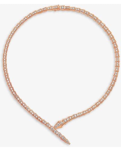 BVLGARI Serpenti Viper 18ct Rose-gold And 5.26ct Diamond Necklace - Natural