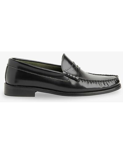 Whistles Manny Slip-on Leather Loafers - Grey