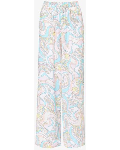 Melissa Odabash Olivia Abstract-print Wide-leg Mid-rise Woven Trousers - Blue