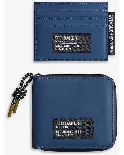 Ted Baker Bentch Woven Wallet And Card Holder Gift Set - Blue