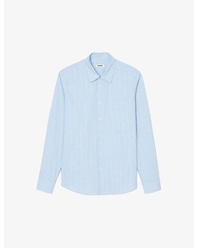 Sandro Stripe-pattern Loose-fit Cotton Shirt X - Blue