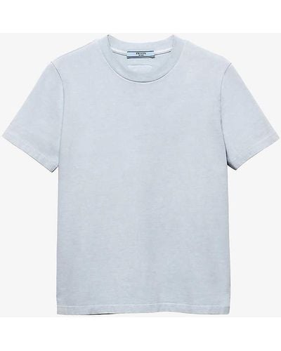 Prada Brand-patch Crewneck Cotton-jersey T-shirt - Blue