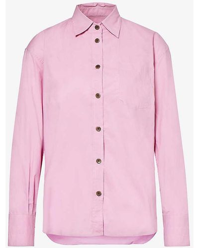 Maria McManus Double-pleated Oversized-fit Organic Cotton Shirt - Pink