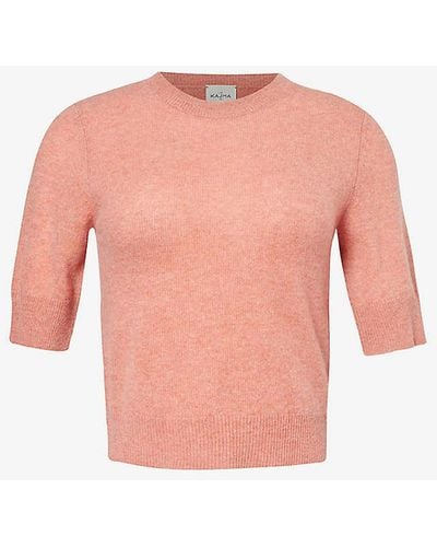 LeKasha Cropped Short-sleeved Organic-cashmere Jumper - Pink