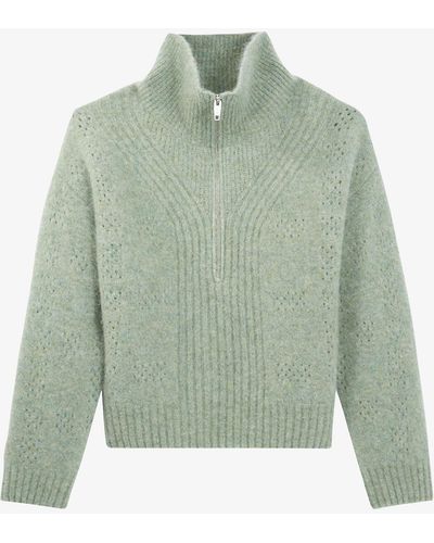 The Kooples Ribbed Half-zip Alpaca-blend Jumper - Green