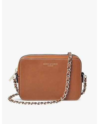 Aspinal of London Milly Logo-print Smooth-leather Cross-body Bag - Brown