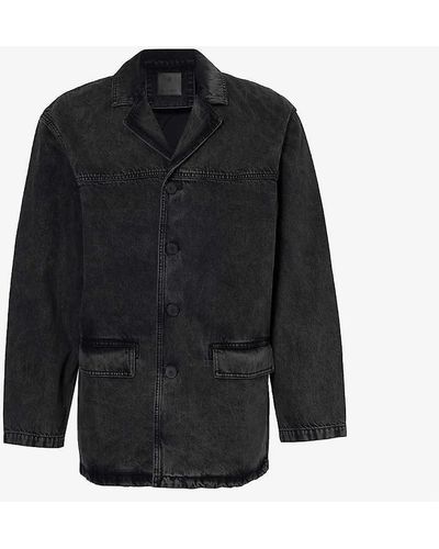 Givenchy Faded-wash Notched-collar Regular-fit Denim Jacket X - Black