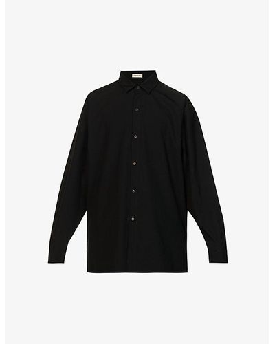 Fear Of God Eternal Pleated-cuff Relaxed-fit Stretch-cotton And Wool-blend Shirt - Black