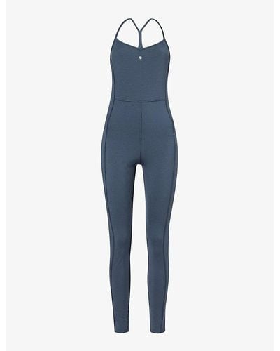 Anine Bing Val Slim-fit Stretch-woven Jumpsuit - Blue