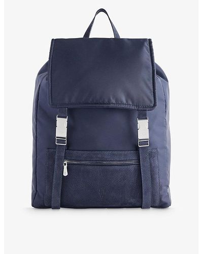 Eleventy Brand-embossed Zip-pocket Shell Backpack - Blue