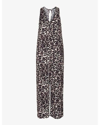 Whistles Clouded Leopard-print Woven Jumpsuit - White