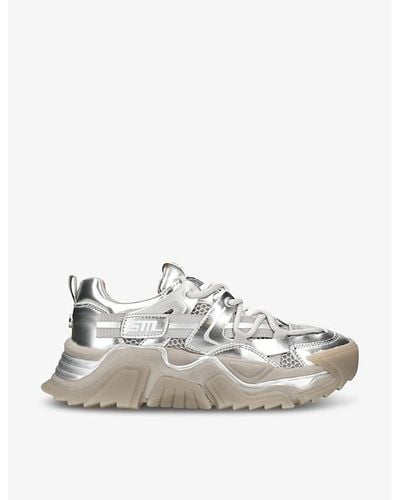 Steve Madden Kingdom-e Chunky Faux-leather And Mesh Trainers - White