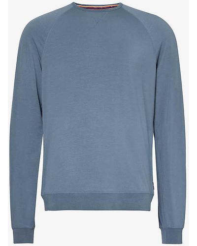 Paul Smith Harry Brand-patch Relaxed-fit Stretch-jersey Sweatshirt - Blue