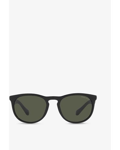 Giorgio Armani Ar8149 Round-frame Acetate Sunglasses - Black