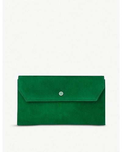 LK Bennett Dora Suede Clutch Bag - Green