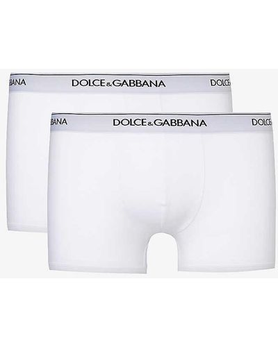Dolce & Gabbana Logo-waistband Pack Of Two Stretch-cotton Boxers - White