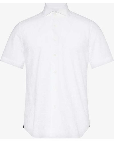 Corneliani Seersucker-textured Regular-fit Cotton Shirt - White