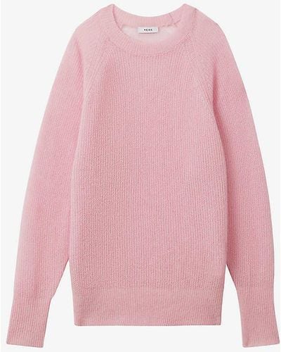 Reiss Mae Oversized Knitted Jumper - Pink
