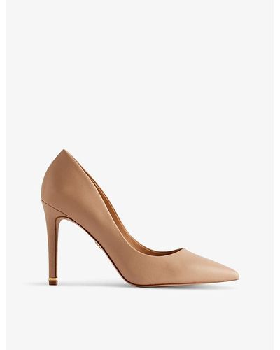 Ted Baker Caaraa Embellished-heel Faux-leather Court Shoes - White
