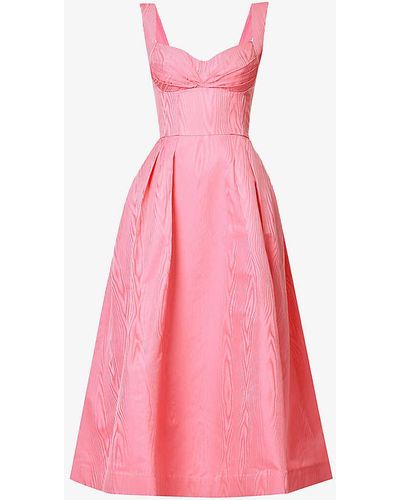 Rebecca Vallance Carmelita Sweetheart-neckline Woven Midi Dress - Pink