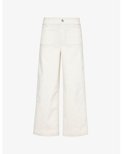 Spanx Seamed Front Wide Leg Jeans In Ecru In White
